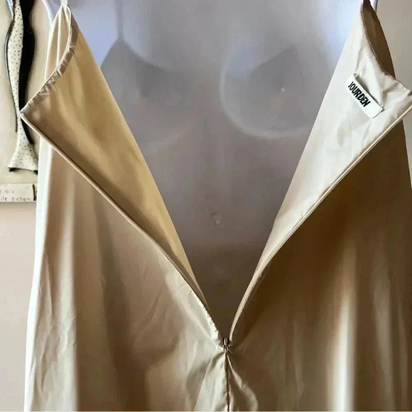 JOURDEN Beige Tie Dye Fringe Flapper Midi Sleeveless Dress Size 4 - Picture 12 of 16